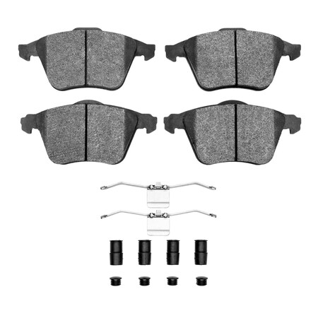 Dynamic Friction Co 5000 Advanced Brake Pads - Low Metallic and Hardware Kit, Long Pad Wear, Front 1551-0915-42
